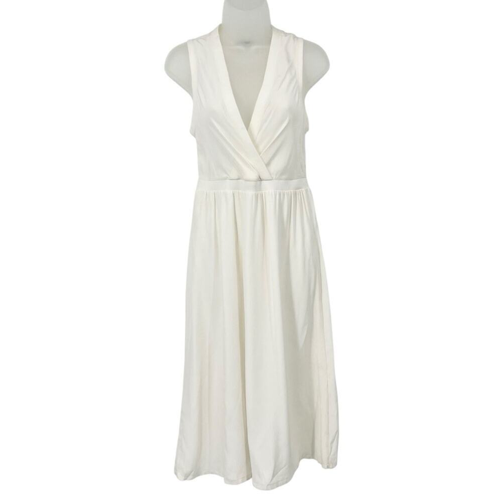 ATM Anthony Thomas Melillo A-Line Dress White Silk V Neck Sleeveless Small NEW - Picture 3 of 15